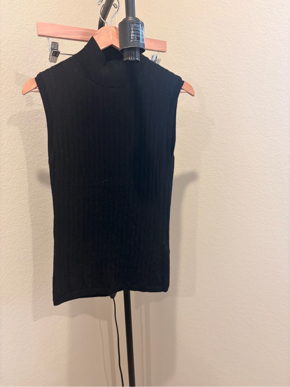 Banana Republic Black Ribbed Sleeveless Mock Neck Shell